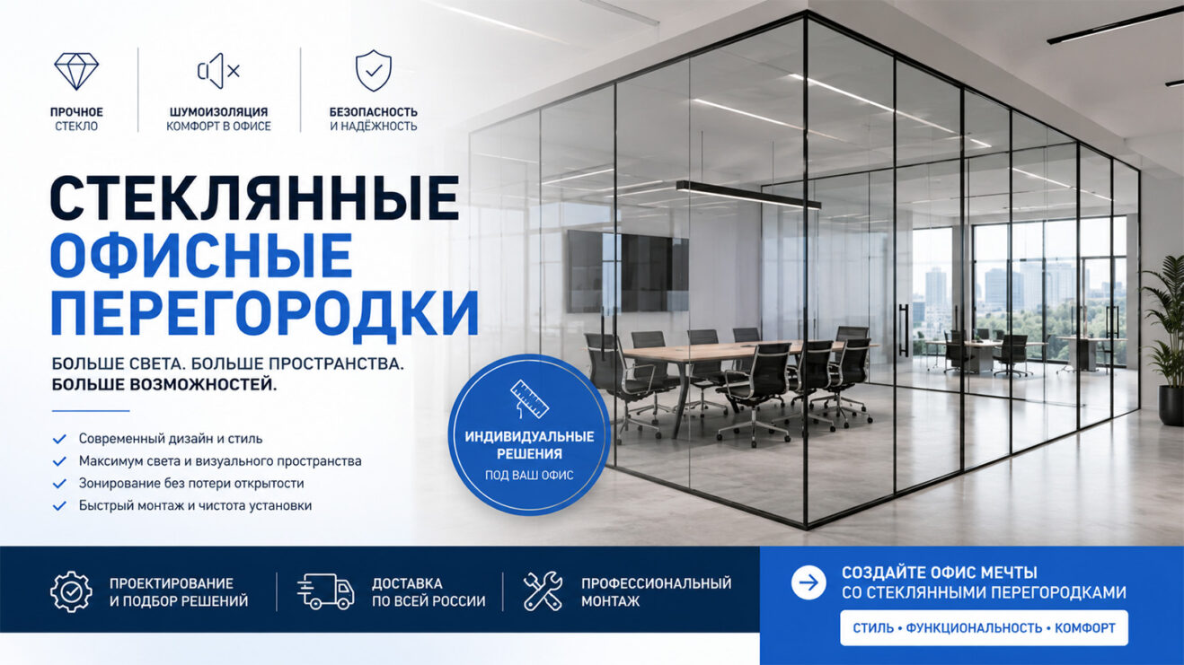 Баннер стеклянные офисные перегородки