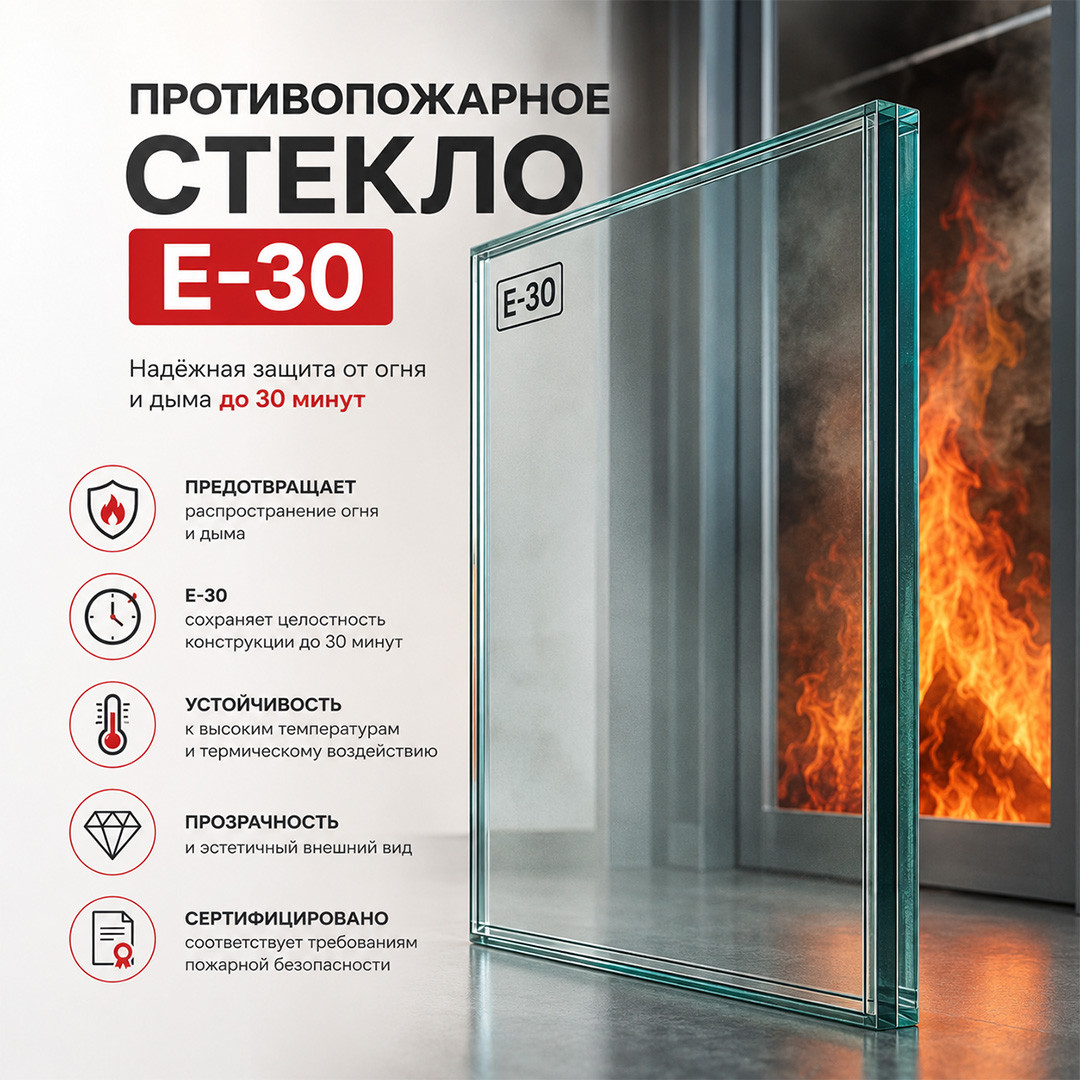Фото стекло противопожарное E-30