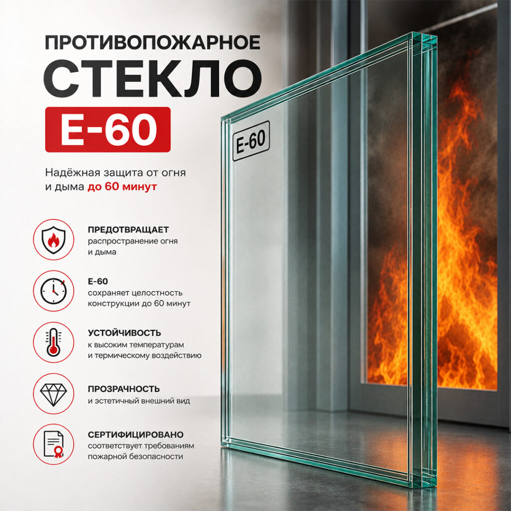 Фото стекло противопожарное E - 60
