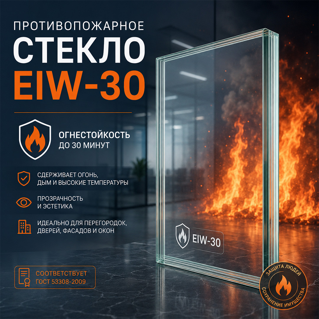 Фото стекло противопожарное EIW 30