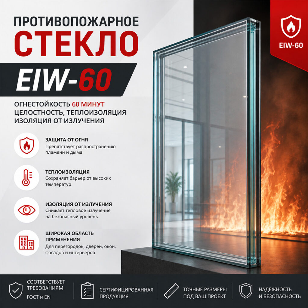 Фото стекло противопожарное EIW 60