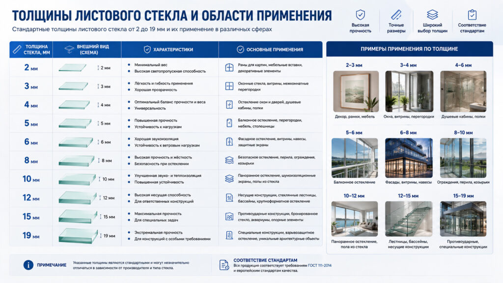 Фото таблица размеров листового стекла